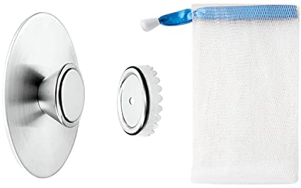 PFLYPF Magnetische Seifenschale, Edelstahl, Wandmontage, Silber, Rund, Badezimmer