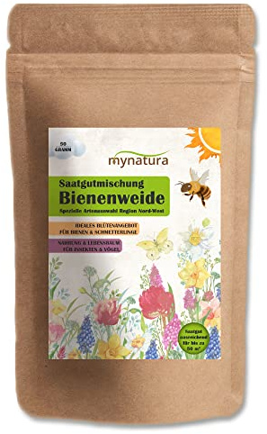 mynatura Bienenweide Nord-West Bienen | Blumenwiese | Blumen | Weide | Saatgut | Saatmischung | Schmetterlinge | Insekten | Lebensraum | Natur (1x50g)