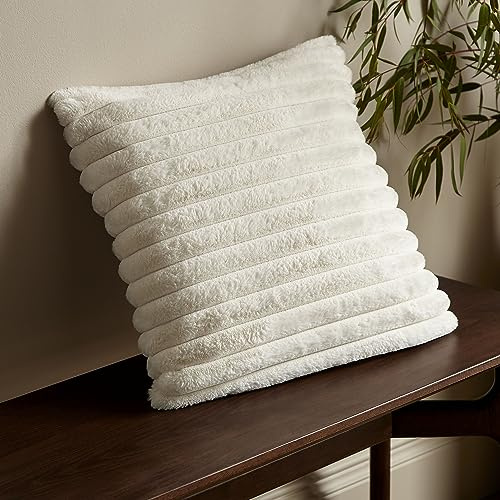 Catherine Lansfield Cosy Ribbed Faux Fur Soft Touch 45x45cm Cushion Cream