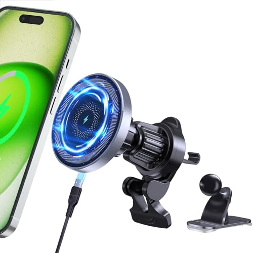 MANKIW Magnetische Autohalterung Ladegerät für iPhone 17-12 | Magnetisches 15W Wireless Charger Auto mit starkem Halt, schneller Ladung und sicherer Ausrichtung für iPhone