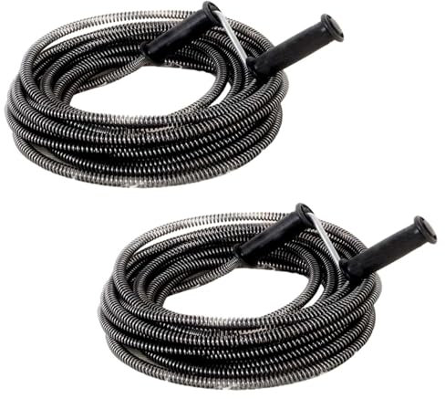 2er Set - 4 m Abfluss Rohrreinigungsspirale flexibel, Rohrreinigungswelle für WC, Badezimmer oder Küche, Waschbecken Rohrreiniger mit Kurbel, Rohrreinigungsgerät für Abwasserkanäle, Abflussreiniger