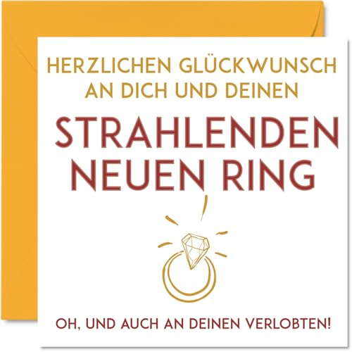 Stuff4 Lustige Verlobungskarten für Paare, Ihr glänzender neuer Ring | Glückwünsche, Glückliche Verlobungsgeschenke, Witzige Glückwunschkarte, 145 mm x 145 mm