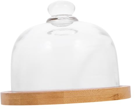 BRIGHTFUFU 6.5 Inch Glass Lid Cake Display Tray Fruit Dessert Bread Plate Storage Holder for Party and Home