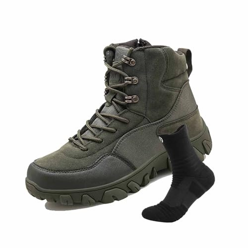 CLSQLXYJZC Outdoor-Wander- und Jagdstiefel, wasserdichte militärische Taktische Stiefel für Herren mit Sportsocken, leichte Militärstiefel, atmungsaktive Wüstenstiefel