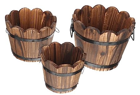 POPETPOP 3stücke Holz Pflanzkasten Für Sukkulenten Bonsai Blumentopf Retro Garten Balkon Innenhof Gemüse Anpflanzen Mehrzweck Eimer Gartenmöbel