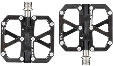 SOUUXIU Fahrradpedale aus Kohlefaser, Ti-Legierung, Achse, Rennradpedal, 3 Lager, Anti-Rutsch-Pedal