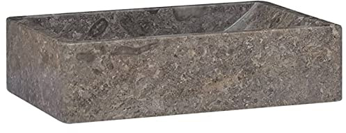 LAPOOH Lavabo 45x30x12 cm marbre Gris Brillant,Vasque À Poser Salle De Bain,Lavabo Salle De Bain