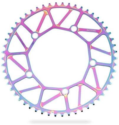 MAYANGYANG Kettenblatt Faltrad Zahn Kettenblatt Positiv Negativ Zahn 46/48/50/52/56/58T Kettenblatt BMX Fahrrad Bunte Kurbelgarnitur 130BCD Kettenblatt 38 ZäHne(54T Colorful)
