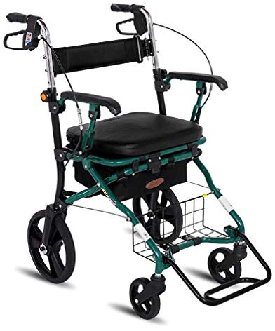 Walker Standard-Gehgestelle, zusammenklappbarer Einkaufswagen mit vier Rädern, tragbarer Handschieber für alte Männer, kann leicht sitzen und Lebensmittel kaufen, Roller, Trolley, Fahrrad