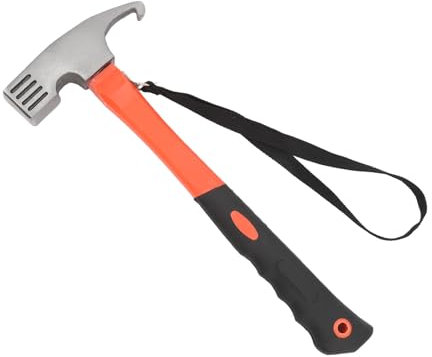 Claw Hammer Sturdy ABS Rubber Iron, for Outdoor Camping Hiking, Multifunctional Nailing Hammer with Hawkbill Curved Hook (Orange