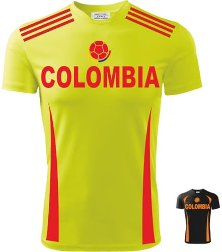 Zena Sportswear T-Shirt Uomo | Dry Fit | Elasticizzato e Traspirante | Made in Italy | Squadre Copa Coppa America 2024 | Colombia (IT, Testo, M, Regular, Regular, Giallo Vertical)