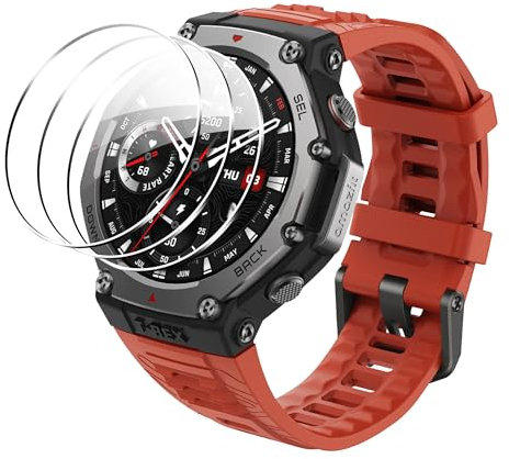 FDHYFGDY 3 Piezas Protectores de Pantalla para Amazfit T-Rex 3 48mm Cristal Templado, Película Protectora Dureza 9H, [Sin Burbujas] [Antirrayas]