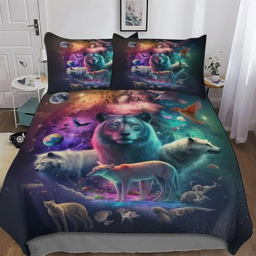 AAPZY Tierwelt Bettbezüge Mikrofaser Angenehme Bettwäsche 2 teilig - Weich & Bügelfrei Bettbezüge Mit Reißverschluss - Bettdeckenbezug Set Mit Kissenbezüge Single (135x200cm)