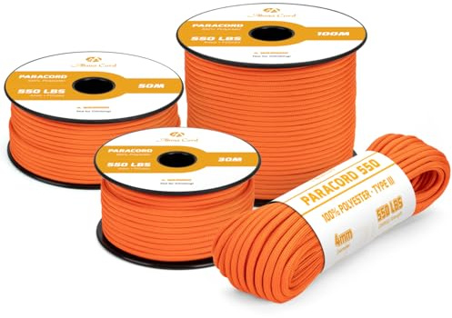 Abma Cord Paracord 4mm 15m Schnur Typ III Paracord 550 Seil 7 Kern | Max 250kg (550lbs), Polyester, Basteln, Camping, Survival, Outdoor