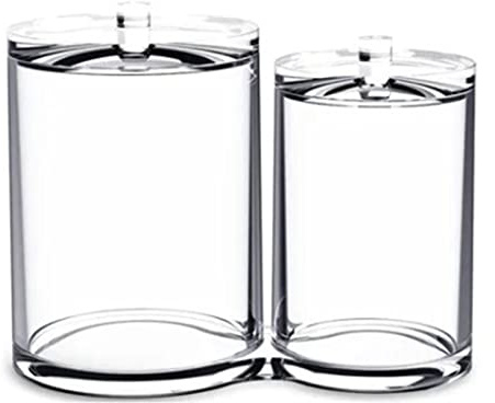 NOENNULL Dispenser Porta Qtip in Acrilico 2 in 1 per Bastoncini di Cotone, Gomitoli, Tamponi, Stuzzicadenti per Filo Interdentale, Set di Barattoli Farmacia in Contenitori di Plastica