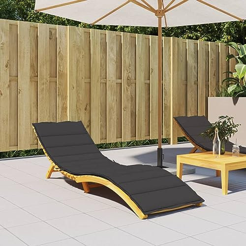 Kissen für Sonnenliege, 200 x 60 x 3 cm, Oxford-Stoff, Gartenbankkissen, für Terrasse, Möbel, Dekoration, Schwarz