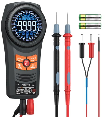 Proster Multimeter Tester - 6000 Counts Digital Multi Meter Voltage Tester with AC/DC Voltage & Current NCV Capacitance Resistance Diode Continuity Flashlight & Adjustable Backlight