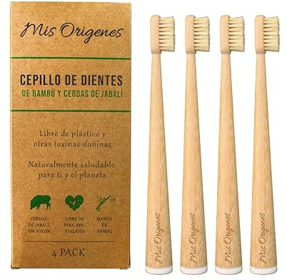 Natural Toothbrush - Bamboo Boar Bristles Toothbrush, Sustainable, Plastic-Free, Eco-Friendly, No Nylon Bristles, No Microplastic, Zero Waste, BPA-Free