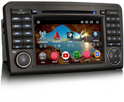 Android 14 4GB+64GB Radio Coche Estéreo Bluetooth GPS Navegador para Mercedes Benz Clase ML W164, Clase GL X164, Wireless Carplay DSP Bluetooth CD Player A2DP WiFi Dab+ Pantalla táctil