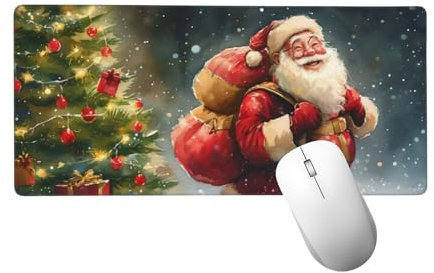 Enano de Navidad Alfombrilla Ratón XXL 1400x600 mm, Alfombrilla Escritorio Mouse Pad de Goma Antideslizante, Paisaje Mouse Pad Grande Gaming, Alfombrilla Antideslizante, Desk Mat para PC,Oficina H-944