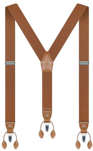 Generisch Hosenträger Herren Breit 3.5cm Elastisch Suspenders Men Braun