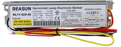 NZBZKKNBCP Ballast électronique for lampe germicide RL11-425-40 40 W, ballast UV T5 for GPH436T5L, GPH793T5L, GPH843T5L, G36T5L, TUV36WT5, TUVPL-L36W ballast