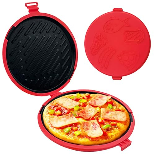 Breakfast Sandwich Maker, Microwave Grill Pan Non-stick Heat-resistant Microwave Grill Easy to Clean Breakfast Sandwich Maker for Fish Sausage Steak Pizza Bread, Crisper