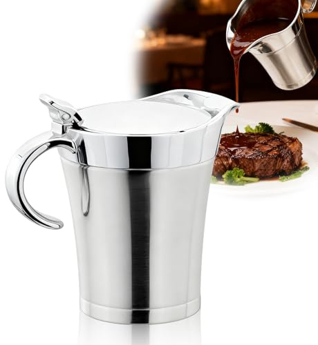 Rostfritt stål sås 750 ml såsskål, dubbel isolerad rostfritt stål termisk såskanna, stor termsåsbägare för sås grädde sås senap majonnäs