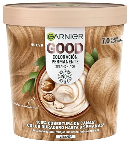 Garnier Pack 3 Good Tinte 7.0 Rubio Almendra - Coloración Permanente Sin Amoniaco Enriquecida con Aceite de Oliva