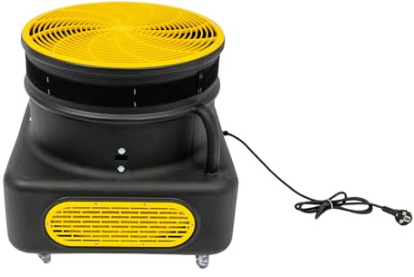 UHDUIG Ventilatore ad aria, 750 W, 2800 giri/min, ventilatore con 4 ruote, rete di protezione, portatile, gonfiabile, per famiglie, aziende, compleanni (giallo)
