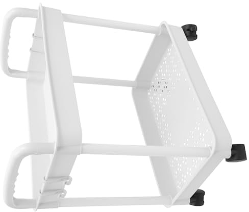 WESIEVYA Carrello Portaoggetti su Ruote a 2 Livelli Bianco, Carrello da Cucina e Bagno Compatto Struttura Robusta, Organizer Mobile Multiuso per Casa, Ufficio e Saloni di Bellezza