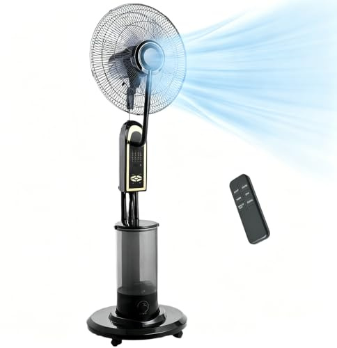 Ventilador de pie con nebulizador de 3 intensidades, mando a distancia