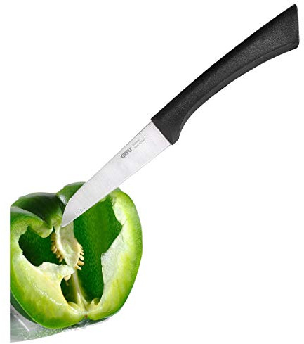 GEFU Gemüsemesser SENSO - 8,5 cm Klinge - Ultraleicht & Extrem Scharf | Küchenmesser zum Putzen & Zerteilen - Ergonomischer Anti-Rutsch Griff - Rostfreier Edelstahl - Spülmaschinengeeignet