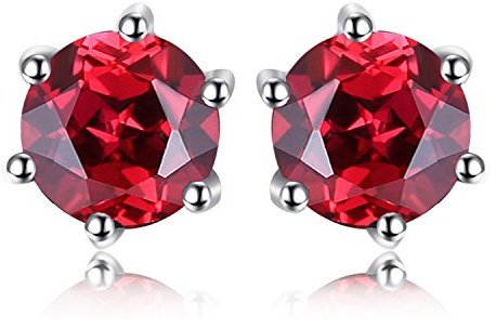JewelryPalace Rund Echt Edelstein Amethyst Citrin Granat Peridot Topaz Ohrstecker Silber 925 Damen, Schmuck Set, Ohrringe Silber Edelstein Mädchen, Ohrstecker Silber mit Stein Frauen Rosegold Gold