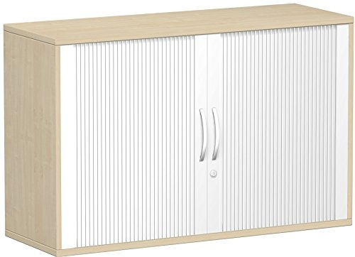 Gera Möbel Schranksystem Flex Anstell-Querrollladenschrank, Holzdekor, Silber/ahorn, 120 x 42.5 x 72 cm