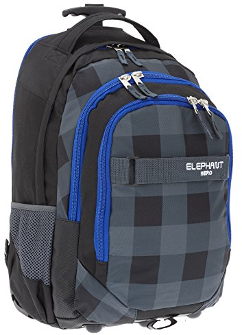Elephant Trolley Hero Signature Trolleyrucksack Rucksack Schultrolley (Plaid Black)