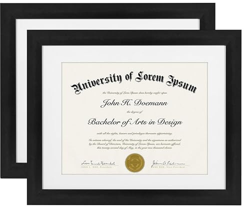 Americanflat 11x14 Diploma Frame with Shatter-Resistant Glass - Set of 2 - Use as 8.5x11 Frame with Mat or Display 11x14 Documents Without Mat - Legacy Collection - Certificate Frames for Wall - Black
