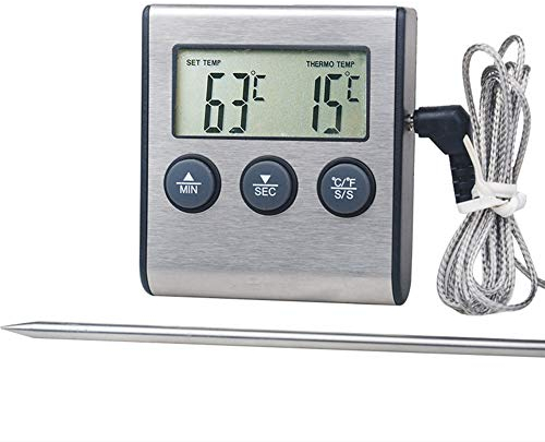 Oven, Barbecue, Meat Thermometer with Probe,INRIGOROUS Cooking Thermometer Built in Countdown Kitchen Timer with Alarm for Grilling BBQ,Battery include (Basic)