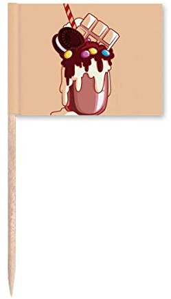 Banderas de palillo de dientes con diseño de galletas, chocolate, azúcar, helado, decoración de fiesta