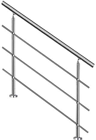 MYAOU Barandillas de Exterior para Personas Mayores - Kit Completo - Barandillas de barandilla de Escalera para barandilla de jardín montada en el Suelo de balcón (3 Barras transversales)