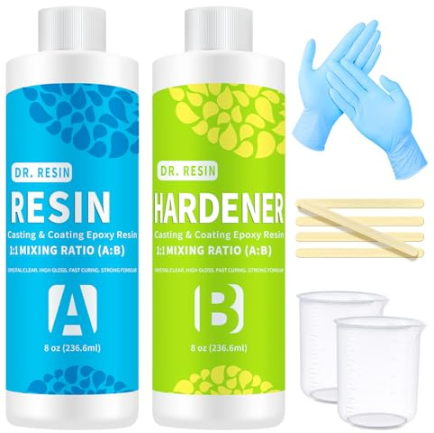 Epoxy Resin Kits for Beginners - DR. RESIN 16oz/473ml Crystal Clear Epoxy Resin Kit, 2 Part Resin for Craft, Casting, Tabletop, Jewelry Making and Coating