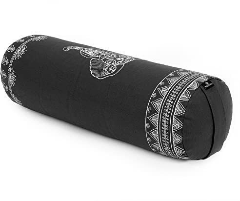 Yoga Studio Bio-Buchweizen-Nackenrolle – Nature Collection (Graphitgrau – Azteken-Elefant)