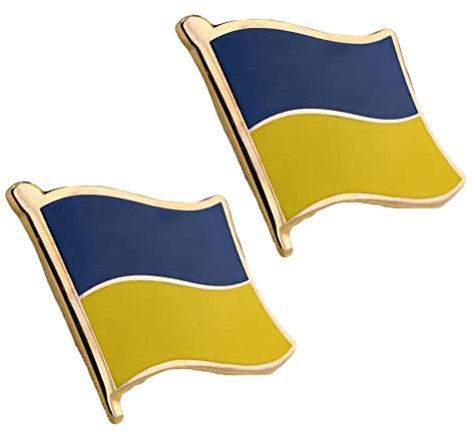 Ukrainische Anstecknadel, Ukraine-Abzeichen, Ukraine-Flagge, Anstecknadel mit Ukraine-Karte, Anstecknadel auf Feuer, Ukraine-Reversabzeichen, Freundschaft, Ukrainische Flagge, Brosche, 2 Stück