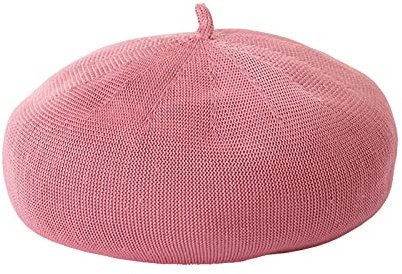 JOYHY Damen Sommer Atmungsaktiv Stricken Französisch Baskenmütze Hüte Gummi Rot