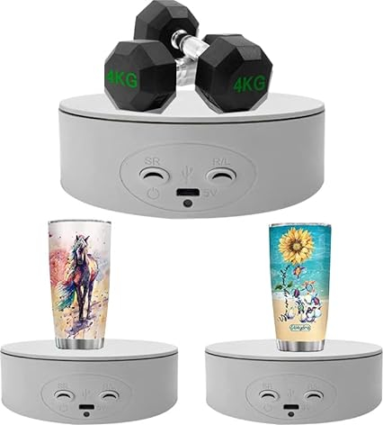 13 cm elektrischer Drehteller für die Fotografie, um 360 Grad drehbarer Ausstellungsstand für Schmuckausstellung, Ladenausstellungsstand, Kuchenausstellung (Weiß)