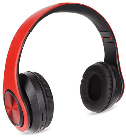 Casque de Jeu sans Fil Casque de Jeu Stéréo sur L'oreille Micro Antibruit Bluetooth pour Téléphone Portable PC Ordinateur(Noir rougeâtre)