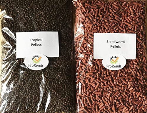 ProRezult 1Kg Dual Pack Dried Bloodworm Pellets and Catfish Cichlid Tropical Fish Food Sinking Pellets Aquarium Pond