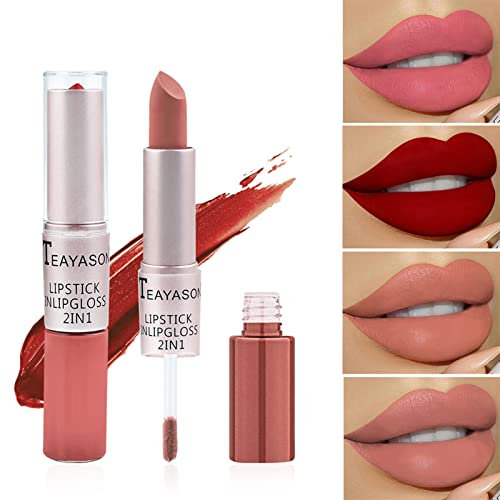 De brillant à lèvres liquide mat Et De Rouge À Lèvres, Mat Longue Tenue Waterproof Lipstick, Couleur Ultra-Pigmentée, Maquillage Pour Les Lèvres, imperméable longue durée, Cadeau pour Femme (02)