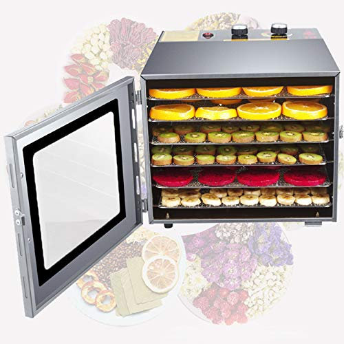 Generic Disidratatore per Alimenti a 6 Strati in Acciaio Inossidabile, impostazione della Temperatura 35~75 ℃, Macchina disidratatrice per Frutta, Verdura, Carne e peperoncino-600W,110v