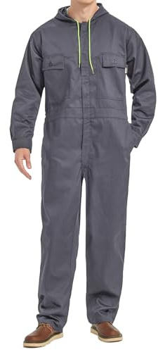 Yukirtiq Tuta da Lavoro Uomo Tuta da Meccanico Abbigliamento da Lavoro Multitasche Tuta da Tornitore Tuta Intera da Lavoro con Cappuccio